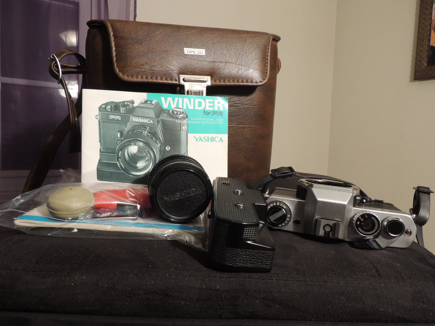 Yashica FR II 35mm SLR Camera bundle, Original Lens (50mm ML f1.4), Accessories, Original Leather Case