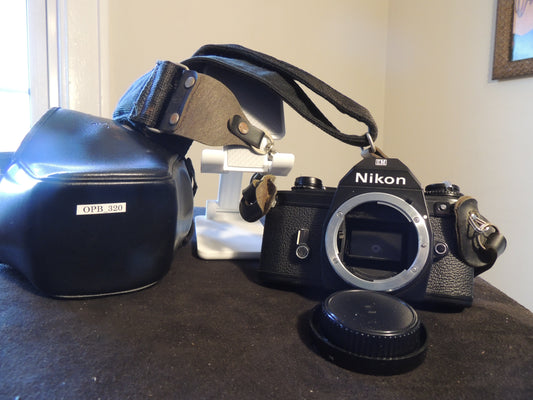 Nikon EM 35mm SLR Film Camera, original strap and leather case