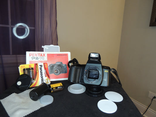 PENTAX PZ70 SLR FILM CAMERA ONLY, with original manual, battery pack, blank film