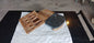 Marble Cheese Board - Acacia Wood Tray with 4-Knife Set - Marble Charcuterie Board, Black Marble Board