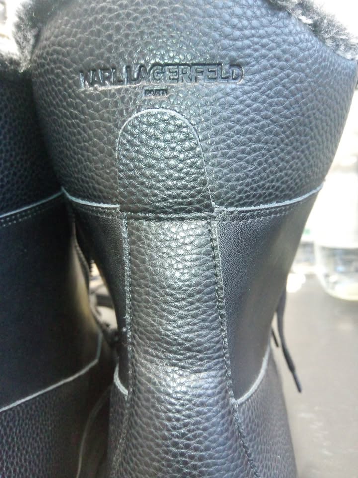 Karl Lagerfeld Paris, MEN'S LEATHER DOUBLE ZIP FUR-LINED BOOT, Size (Male- US) 11.0&nbsp; [new, never worn]