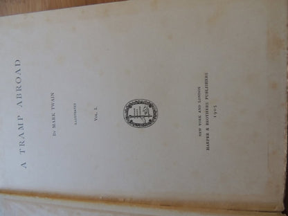 Antique Book, 1905 print, Hard cover, Mark Twain, "A Tramp Abroad"